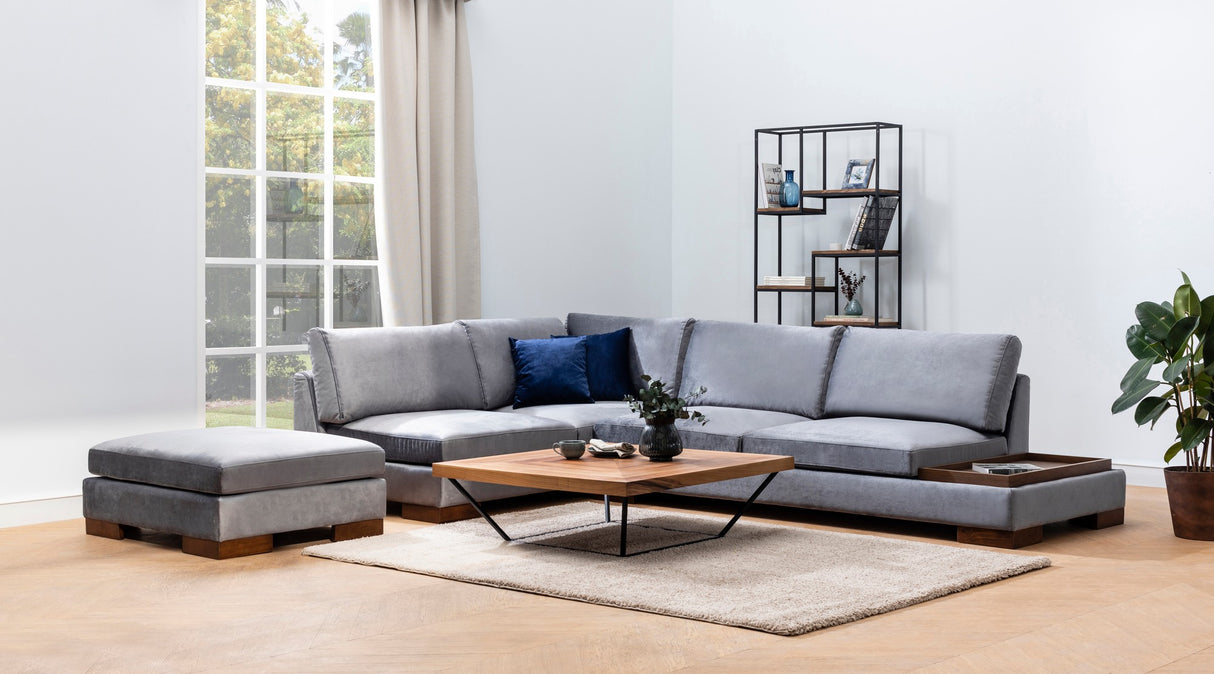 Corner Sofa Left Tulip Dark Gray - With Ottoman