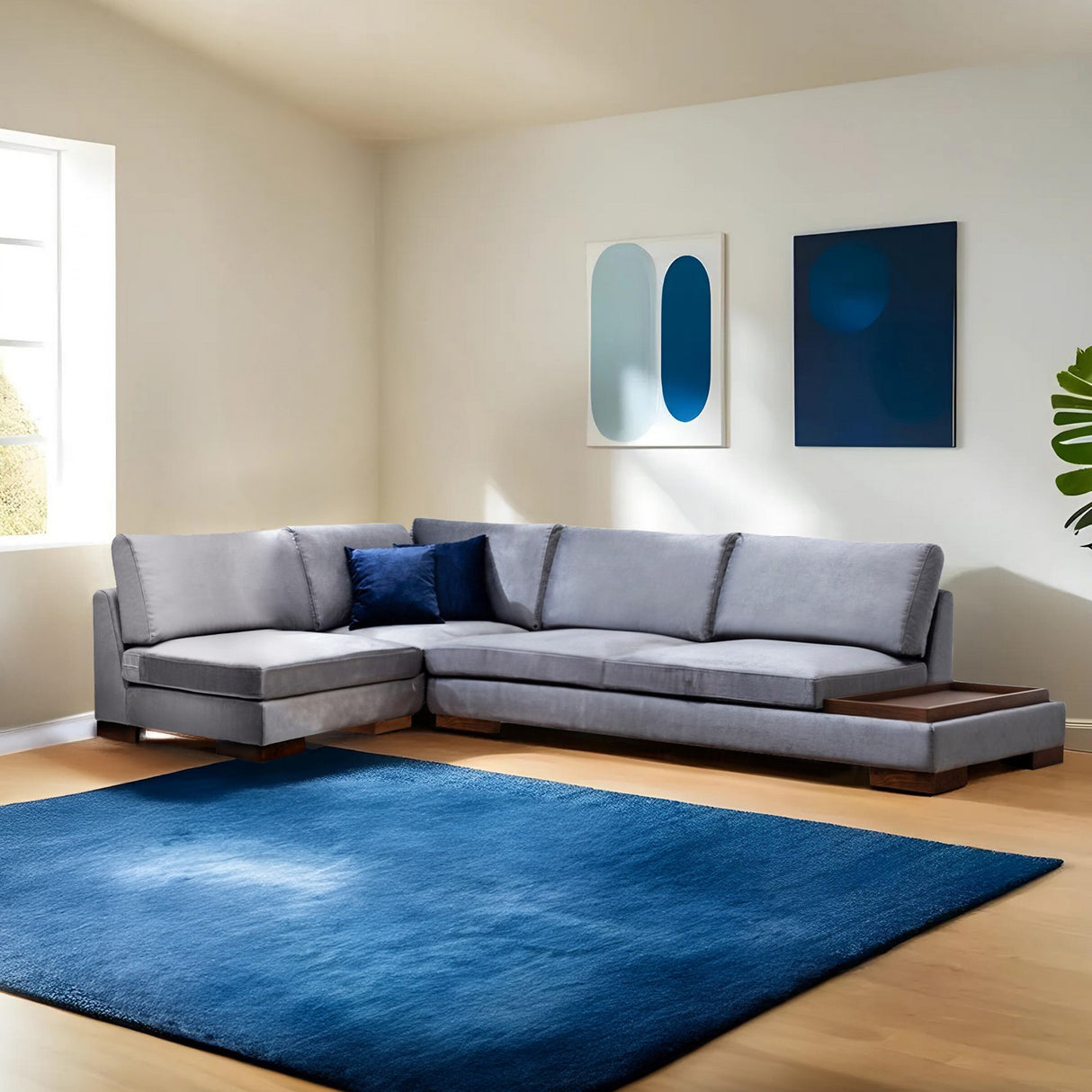 Corner sofa on the left tulip dark gray