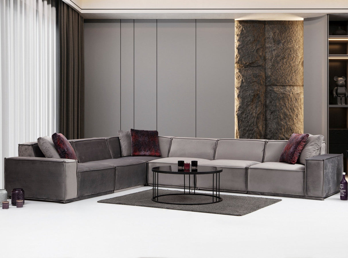 XL Corner Sofa Left Lego Velvet Gray
