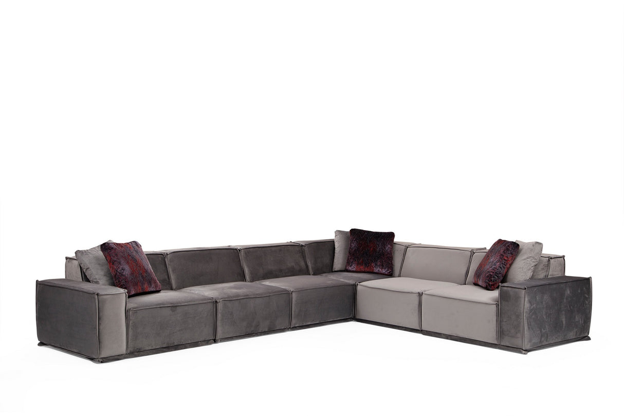 XL Corner Sofa Right Lego Velvet Gray