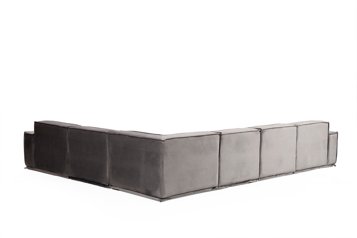 XL Corner Sofa Right Lego Velvet Gray