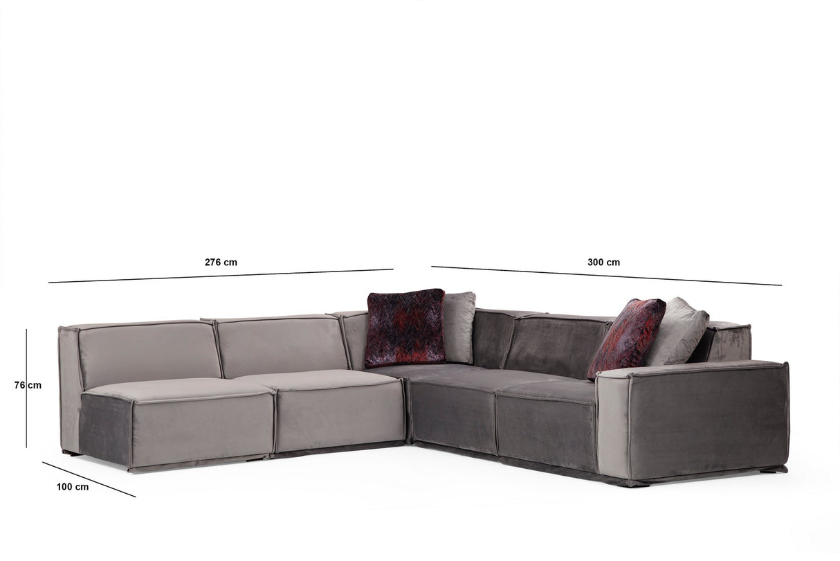 Corner Sofa Left Lego Velvet Gray