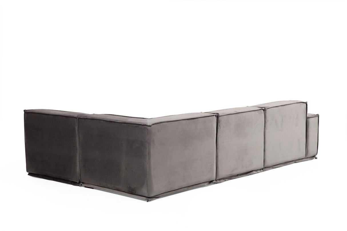 Corner Sofa Right Lego Gray Velvet