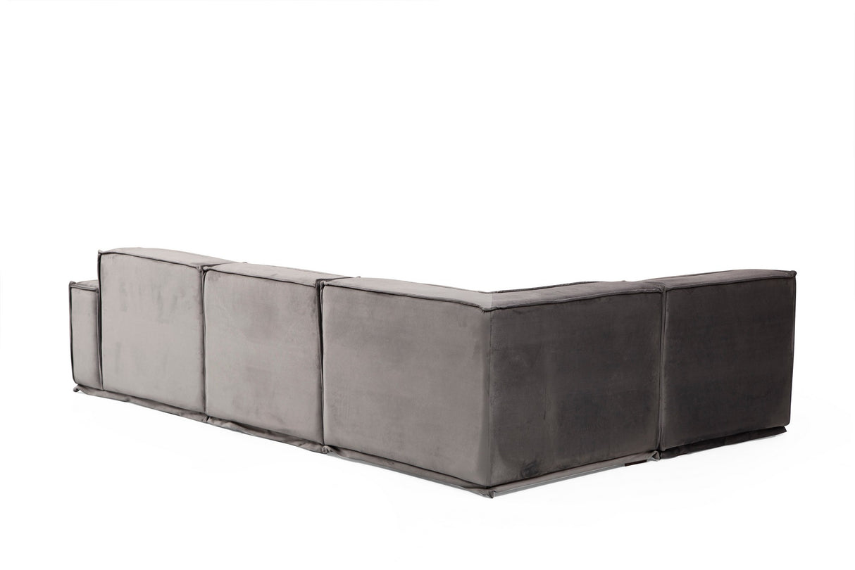 Corner Sofa Left Lego Gray Velvet