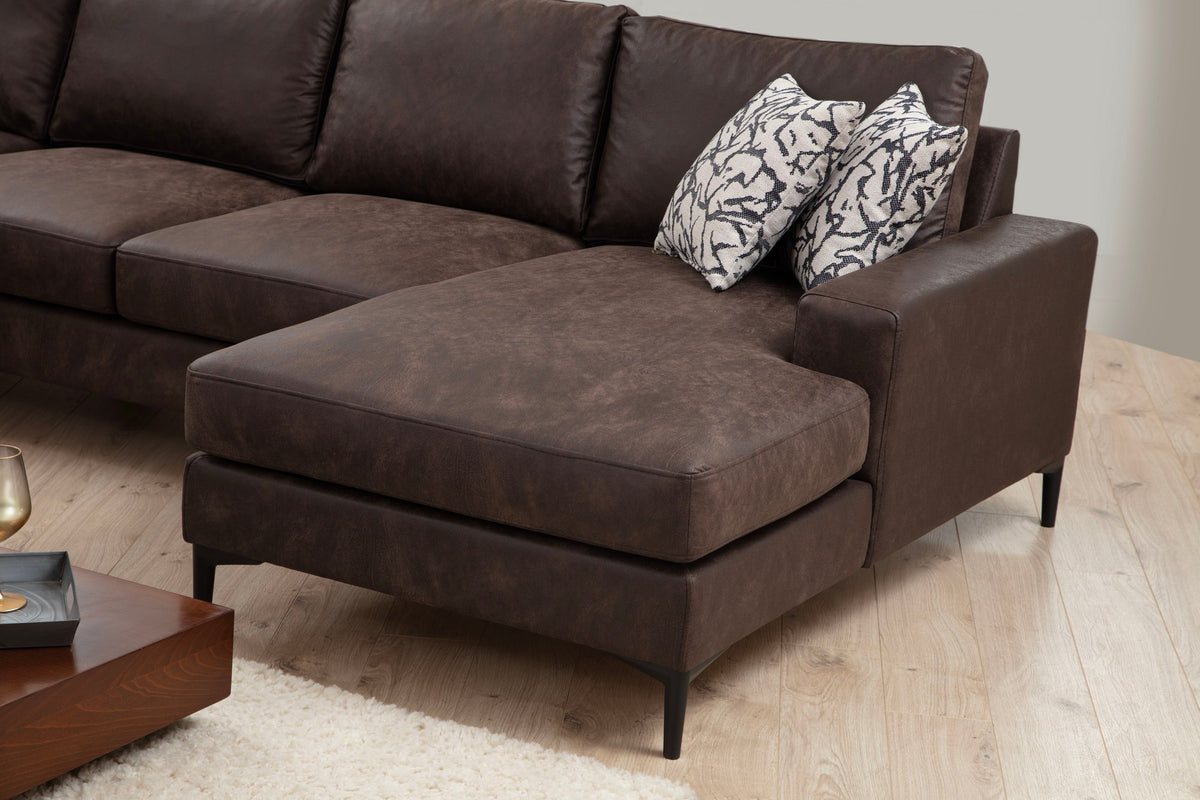 Sofas - U - sofa Corner sofa Brown Fabric 314x200 cm - Left - Porto - Dimehouse
