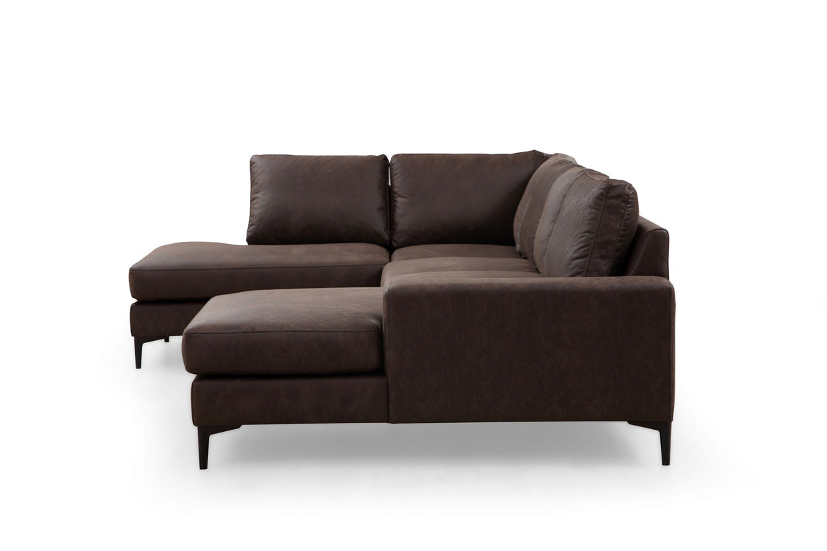 Sofas - U - sofa Corner sofa Brown Fabric 314x200 cm - Left - Porto - Dimehouse