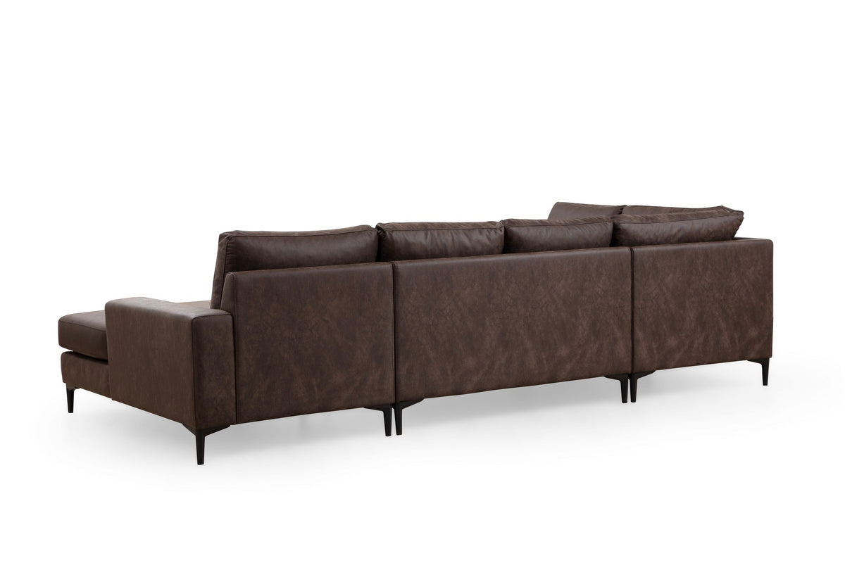 Sofas - U - sofa Corner sofa Brown Fabric 314x200 cm - Left - Porto - Dimehouse