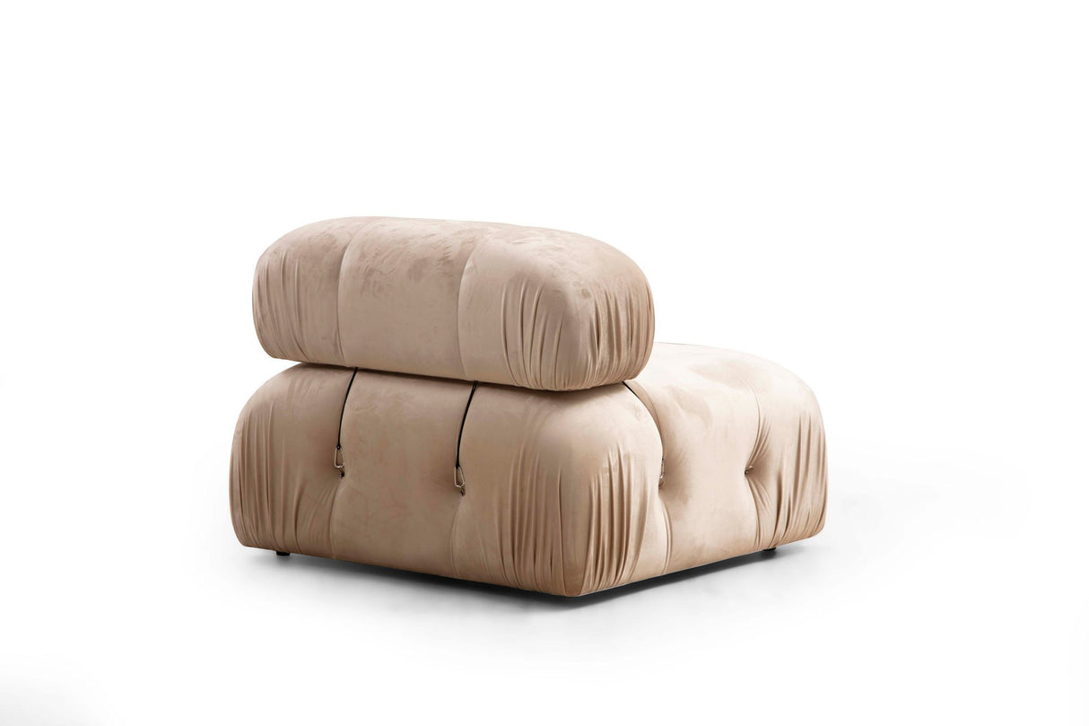 Banken - Modulaire XXL hoekbank Bubble met hocker - velvet beige - Dimehouse