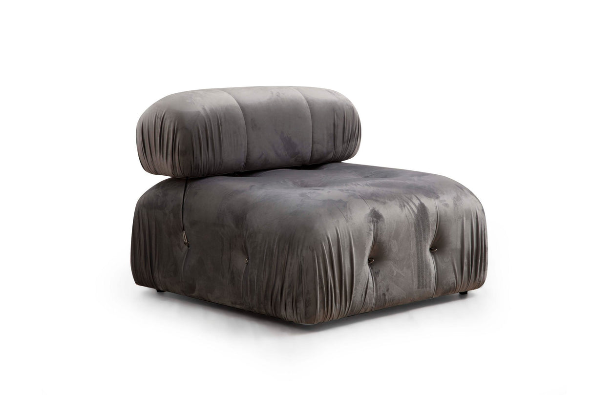 Banken - Modulaire XXL hoekbank Bubble met hocker - velvet grijs - Dimehouse