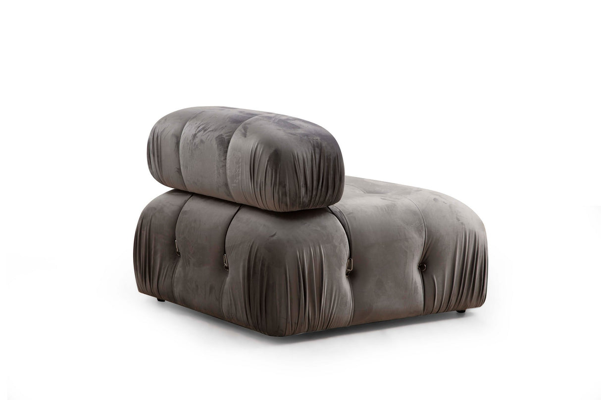 Banken - Modulaire XXL hoekbank Bubble met hocker - velvet grijs - Dimehouse
