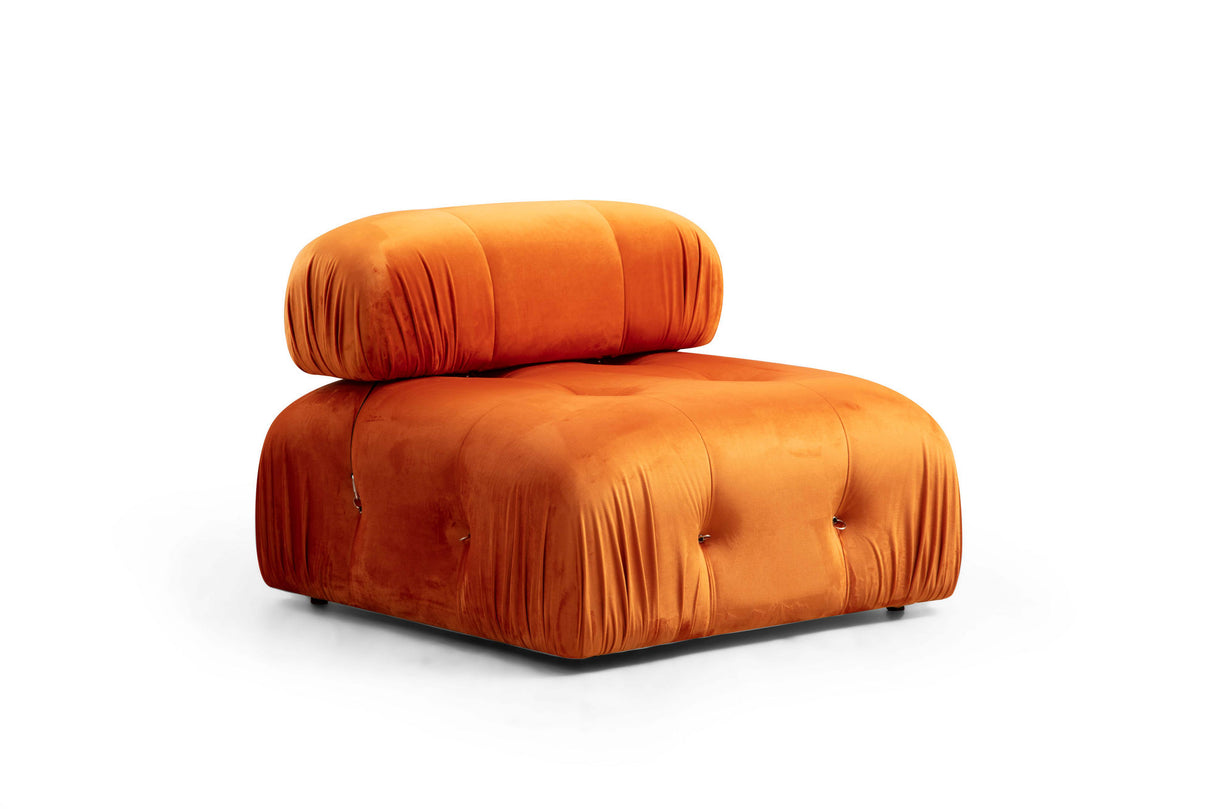 Banken - Modulaire XXL hoekbank Bubble met hocker - velvet oranje - Dimehouse