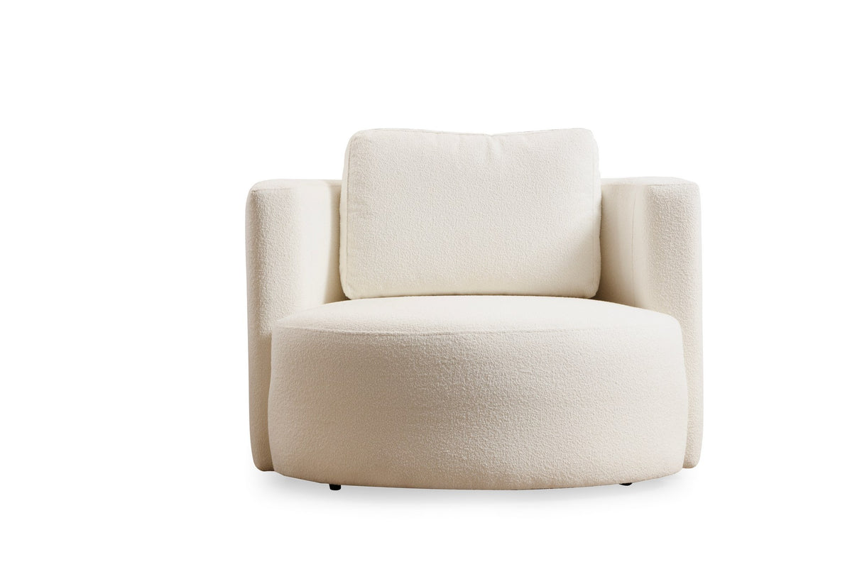 Round armchair cream bouclé Fern