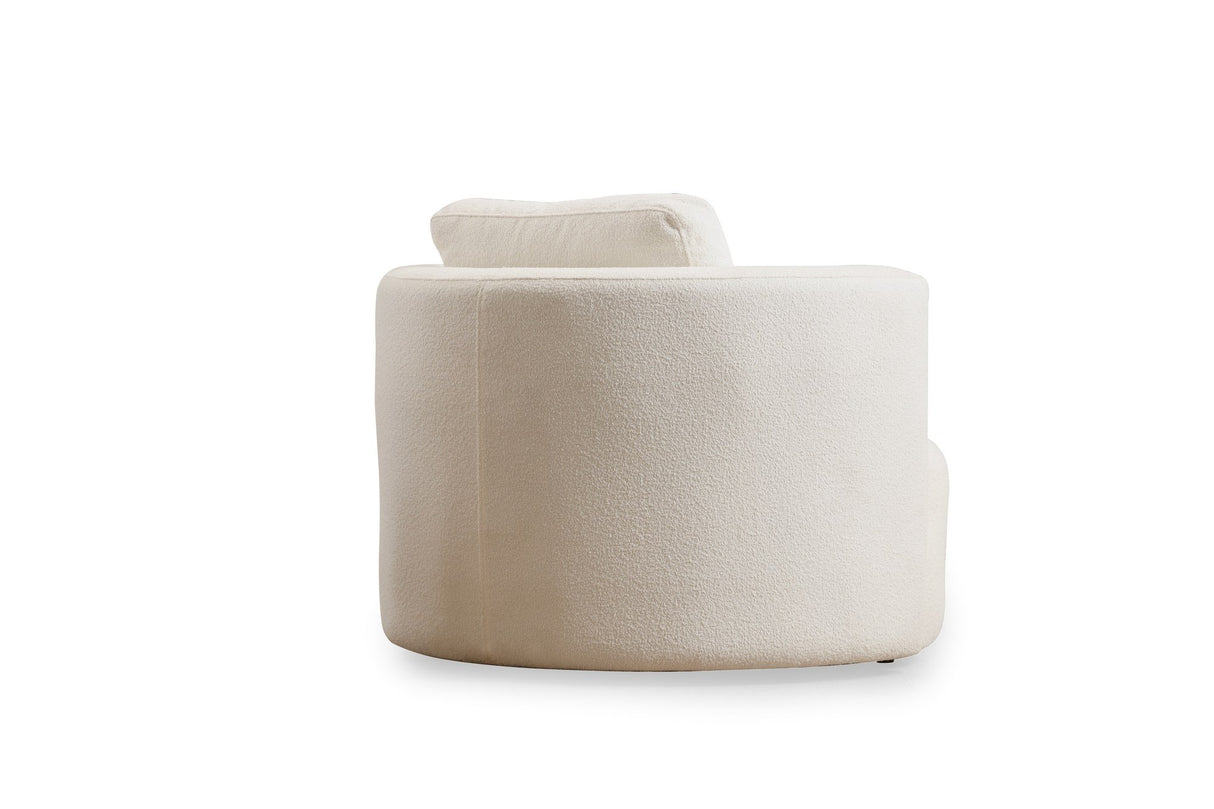 Round armchair cream bouclé Fern