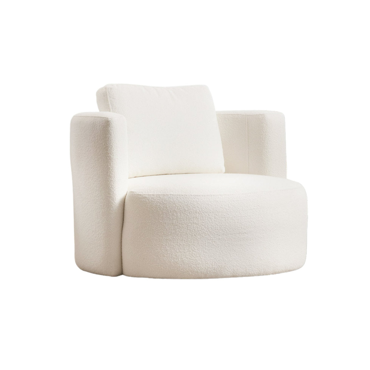 Round armchair cream bouclé Fern