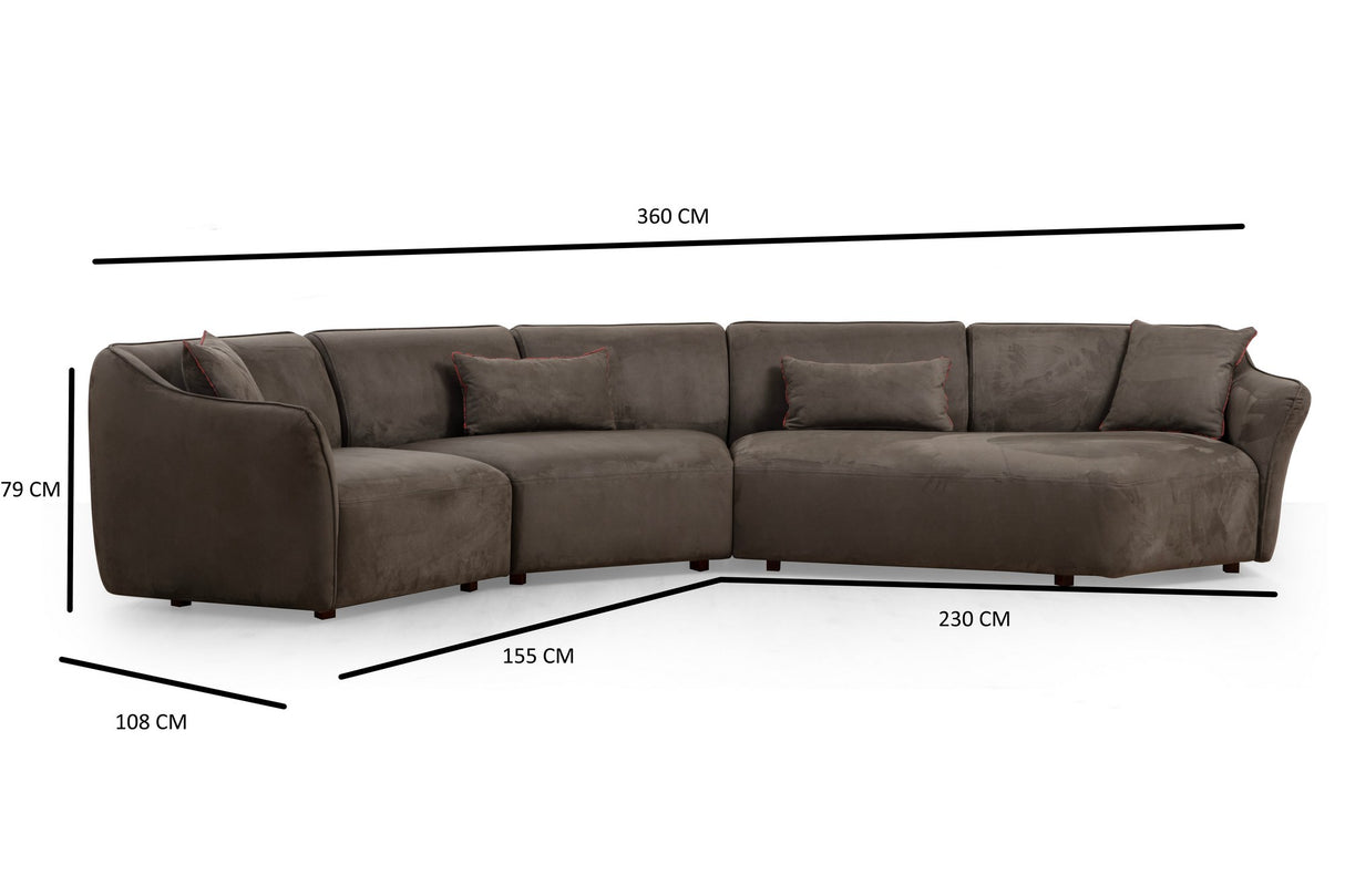 4-seater Corner Sofa Mentis Brown