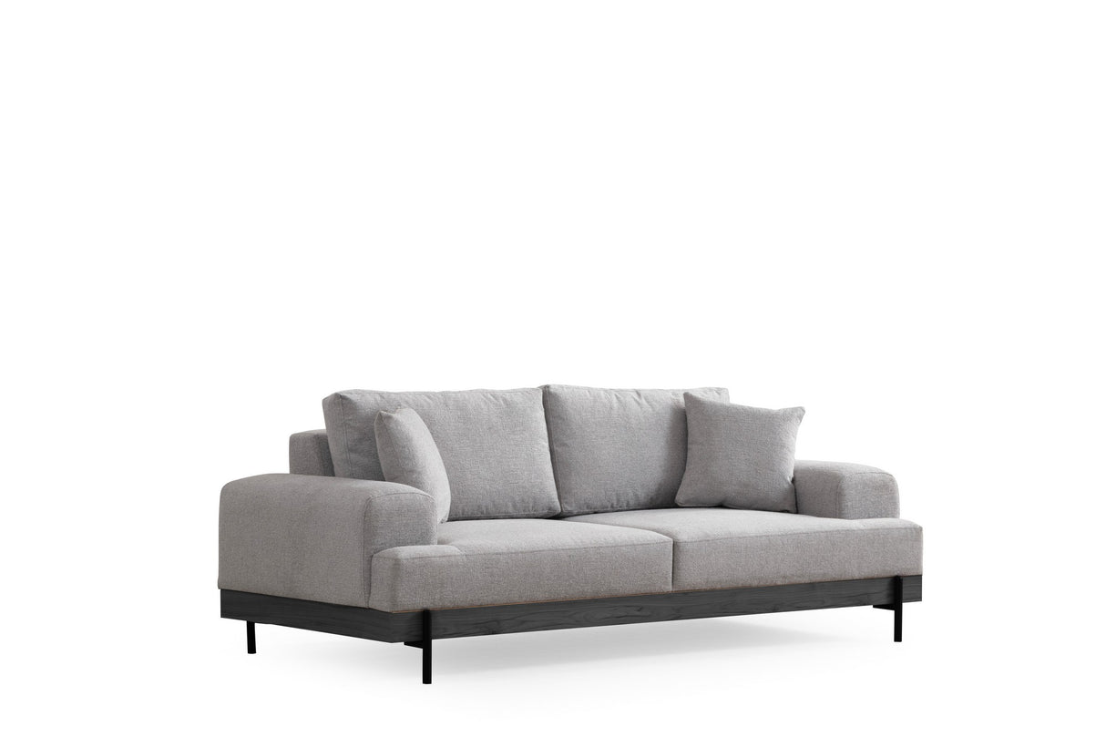 3-seater Sofa Eti Gray - Black Wooden Frame