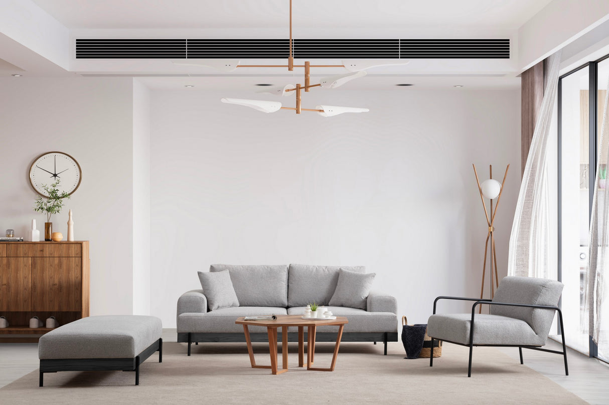 3-seater Sofa Eti Gray - Black Wooden Frame