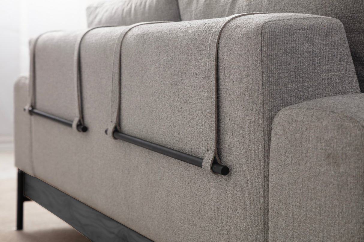 3-seater Sofa Eti Gray - Black Wooden Frame