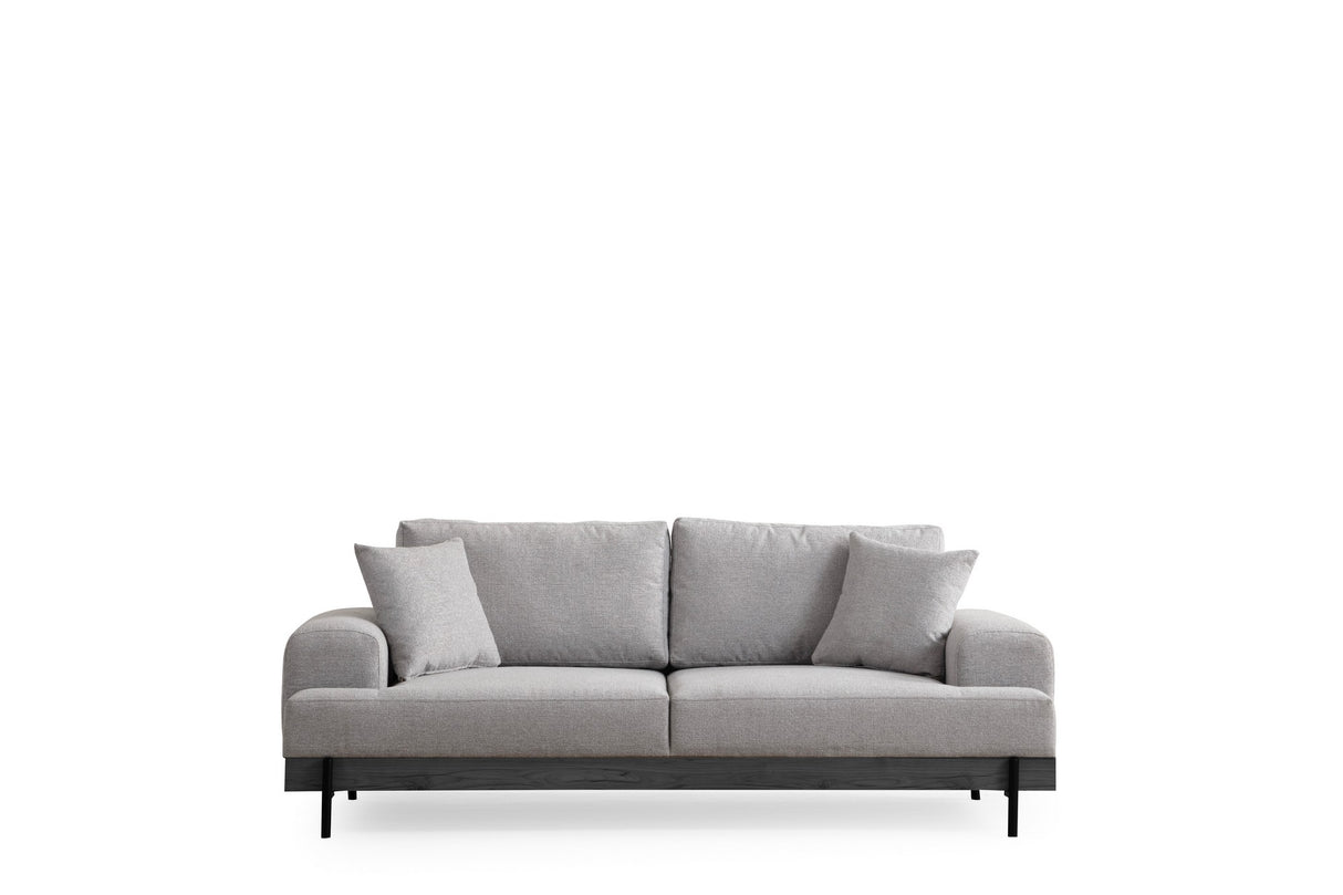 3-seater Sofa Eti Gray - Black Wooden Frame