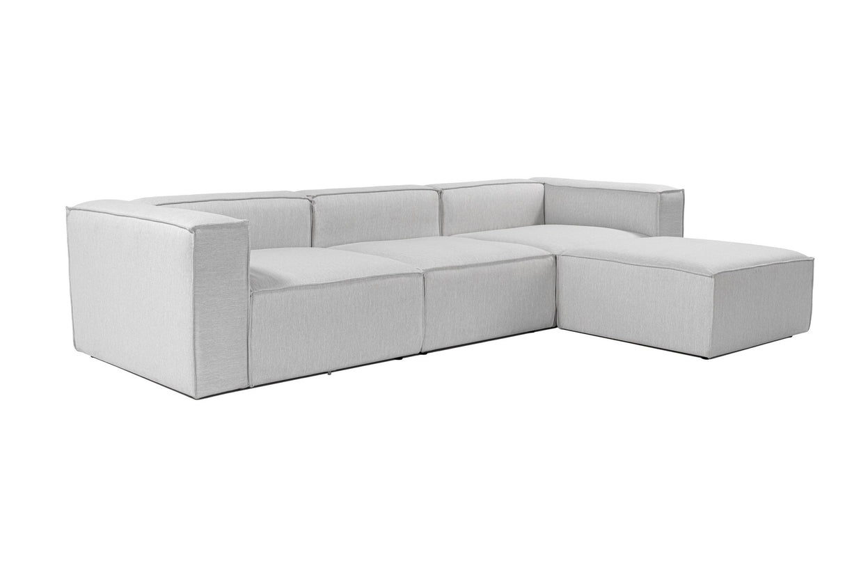 Modular corner sofa with loose ottoman, gray linen fabric Fora