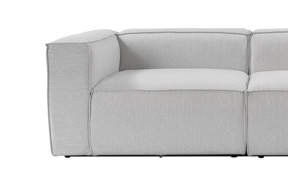 Modular corner sofa with loose ottoman, gray linen fabric Fora