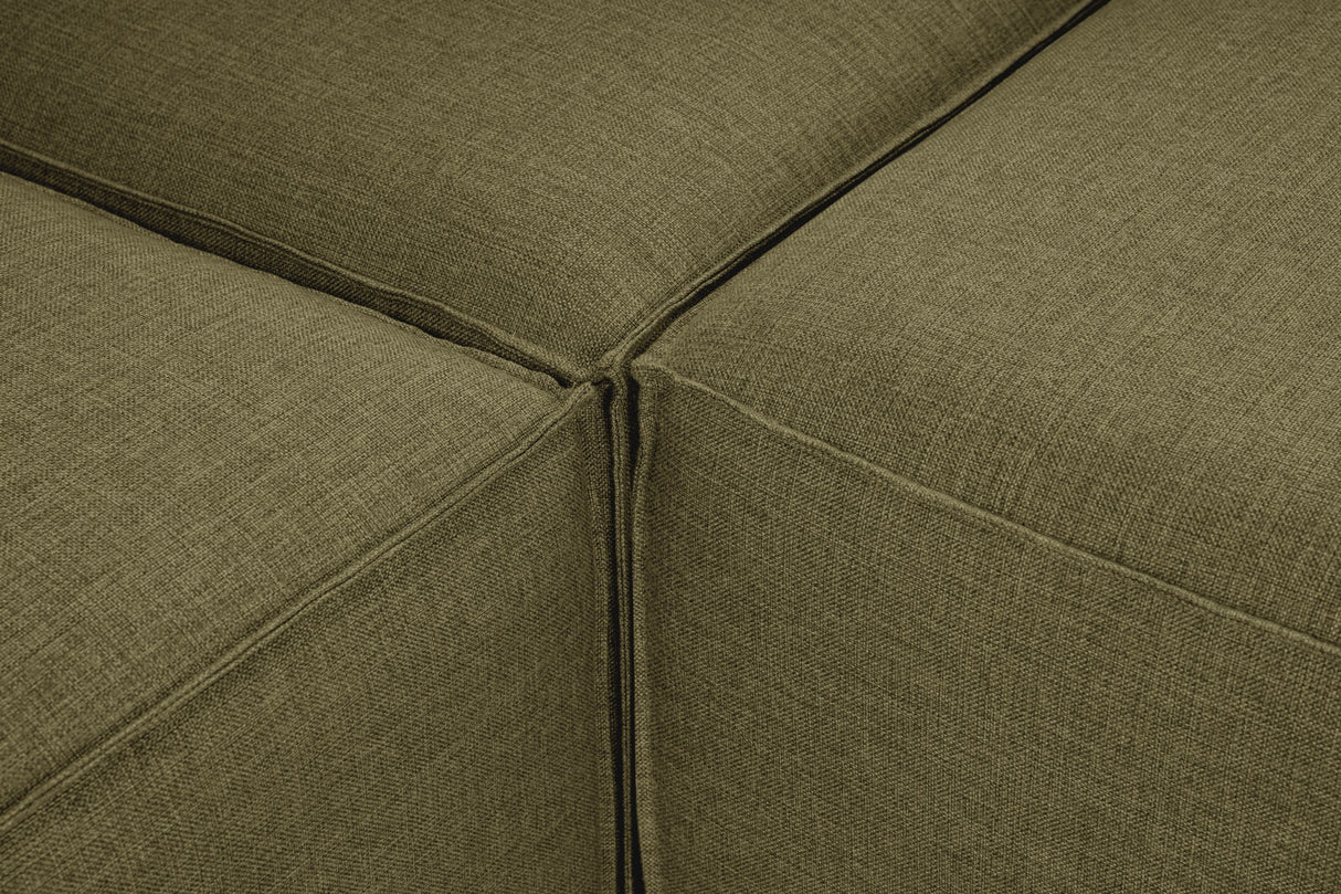 Modular corner sofa Fora with loose ottoman linen fabric - green