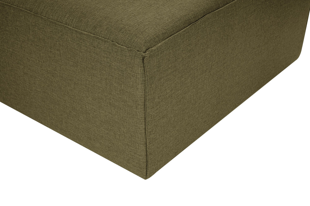 Modular corner sofa Fora with loose ottoman linen fabric - green