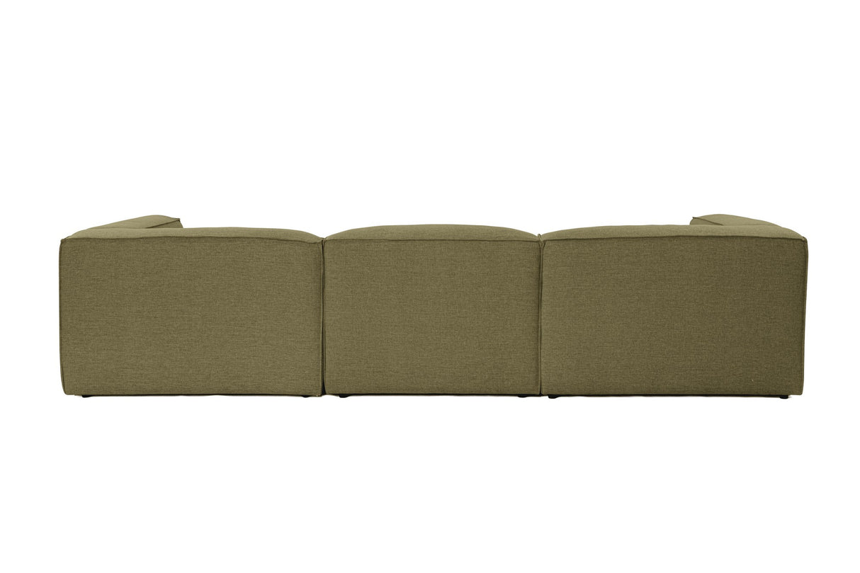 Modular corner sofa Fora with loose ottoman linen fabric - green