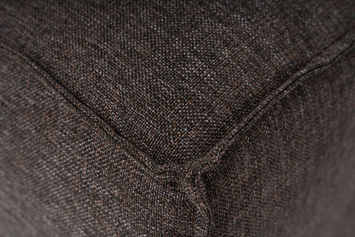 Modular corner sofa with loose pouf dark brown linen fabric Fora