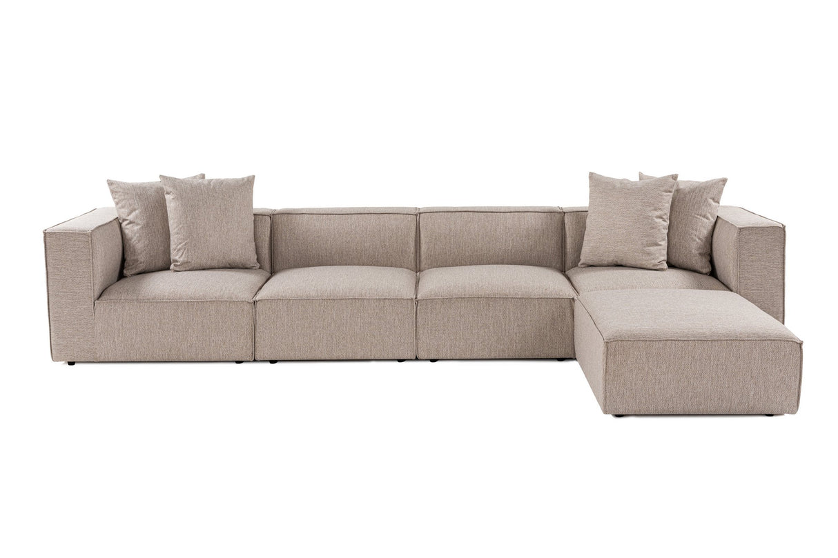 Banken - Modulaire XXL hoekbank beige linnen 430 cm breed Sora - Dimehouse