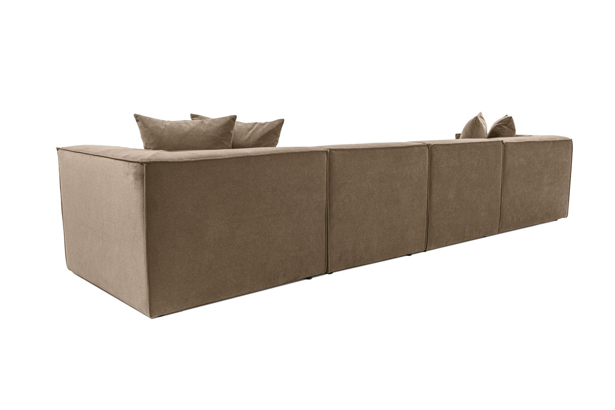 Banken - Modulaire XXL hoekbank taupe linnen 430 cm breed Sora - Dimehouse