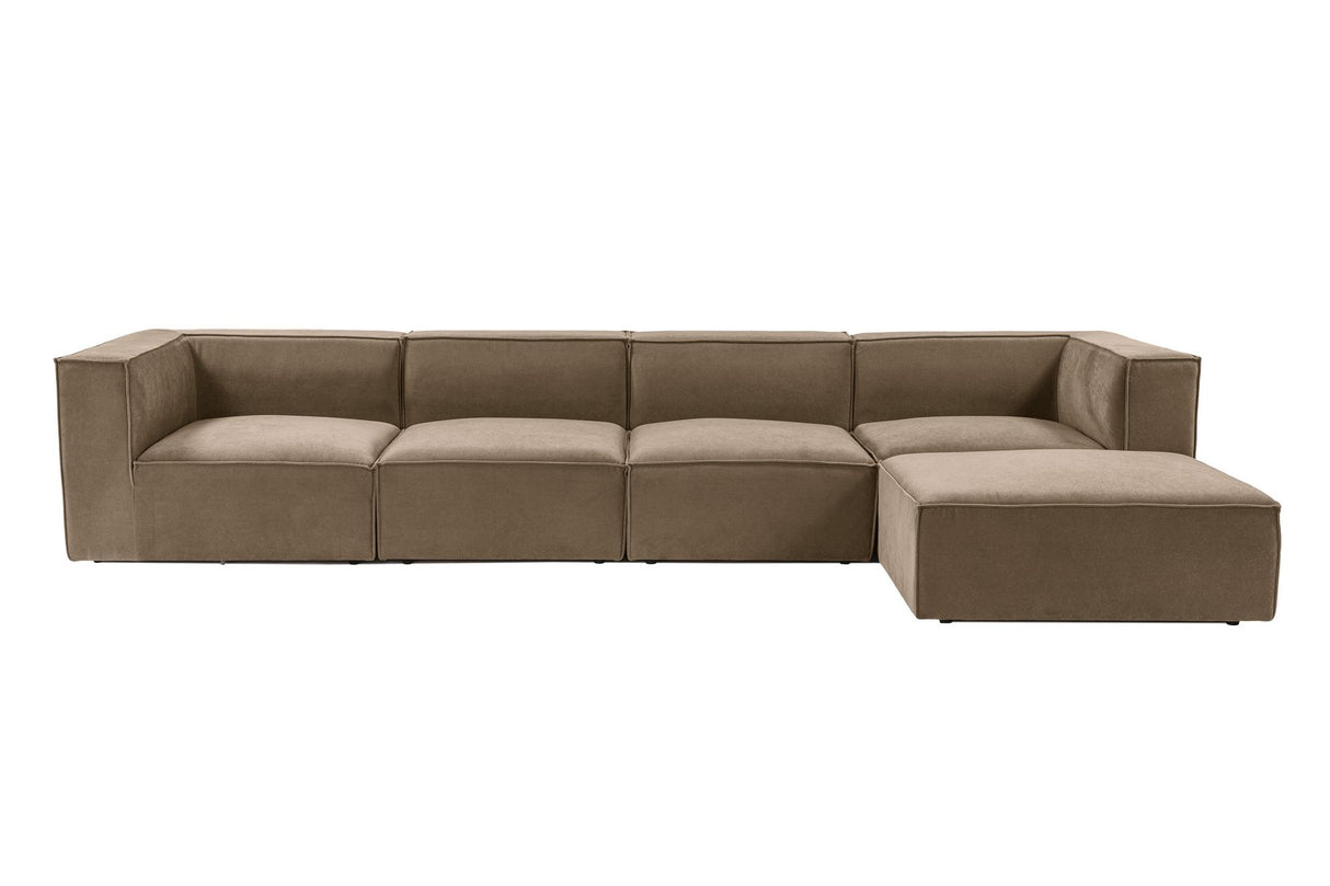 Banken - Modulaire XXL hoekbank taupe linnen 430 cm breed Sora - Dimehouse