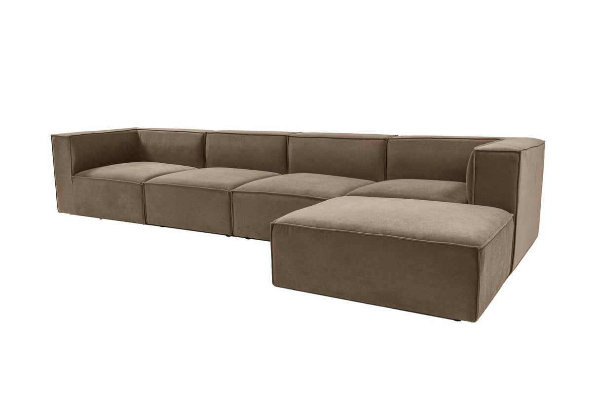 Banken - Modulaire XXL hoekbank taupe linnen 430 cm breed Sora - Dimehouse