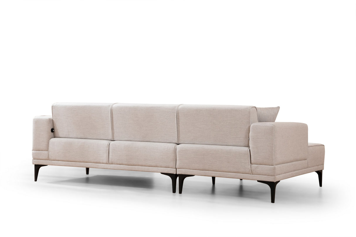 Corner sofa with sleeping function on the left horizon ecru