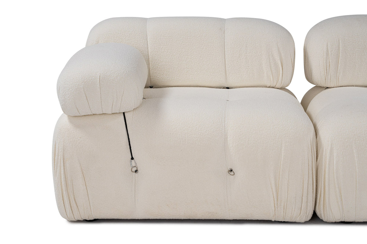 Modular XXL corner sofa Bubble with ottoman - bouclé white