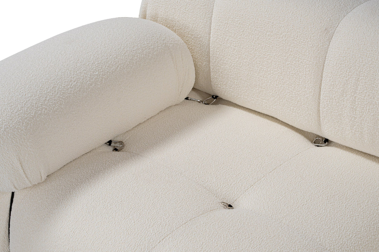Modular XXL corner sofa Bubble with ottoman - bouclé white