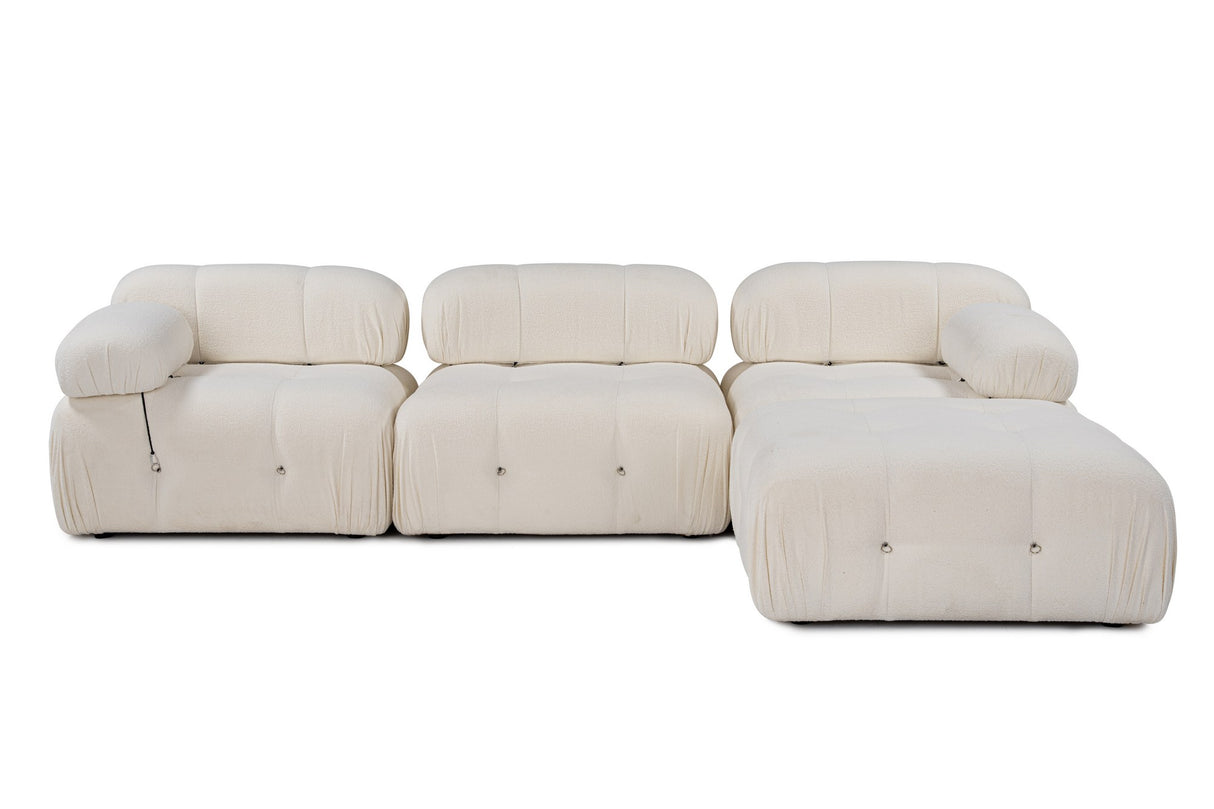 Modular XXL corner sofa Bubble with ottoman - bouclé white