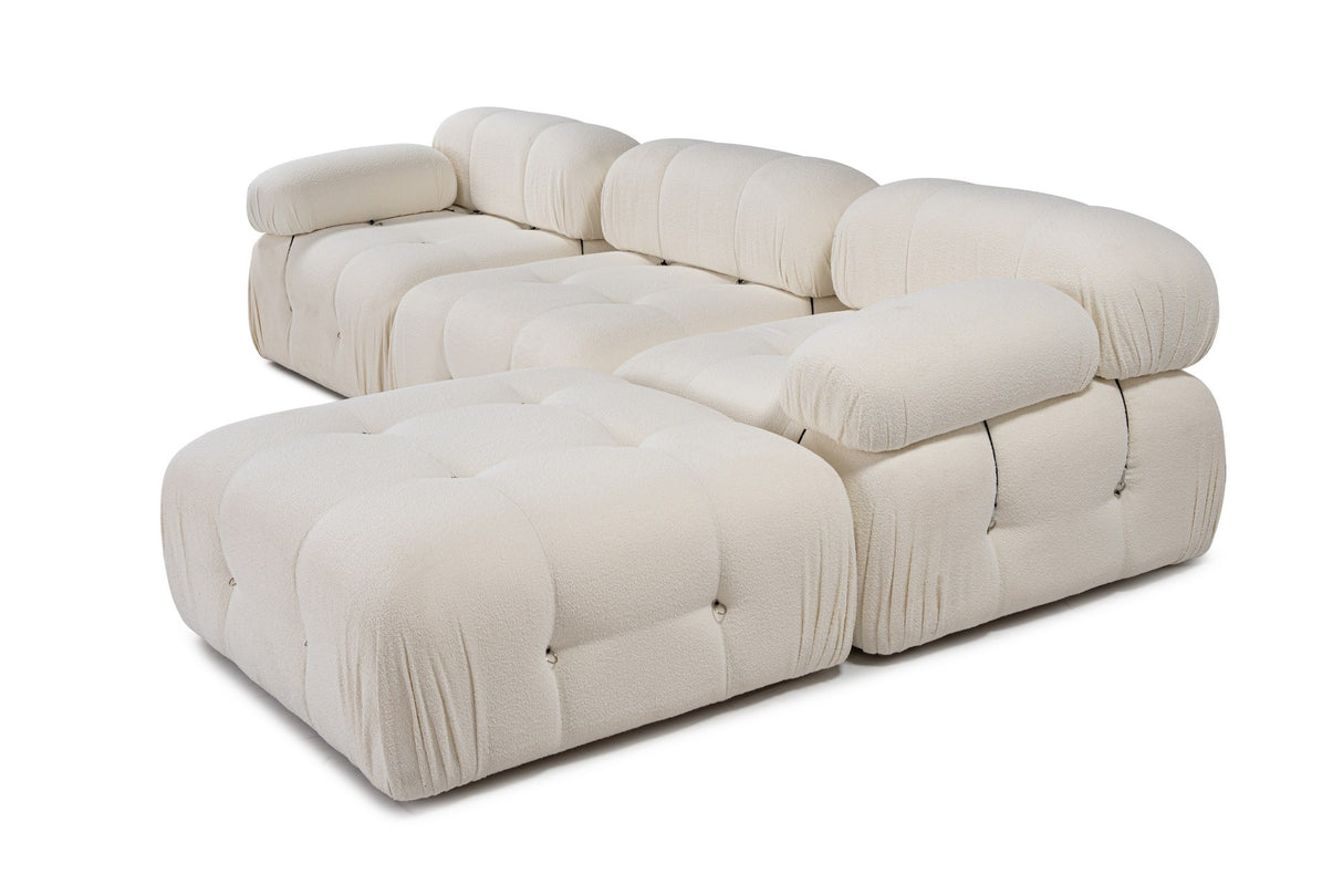 Modular XXL corner sofa Bubble with ottoman - bouclé white
