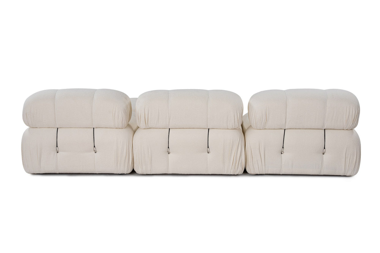 Modular XXL corner sofa Bubble with ottoman - bouclé white