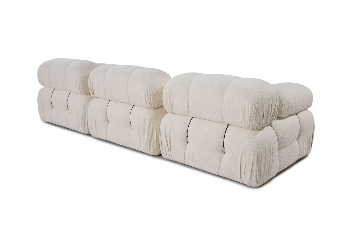 Modular XXL corner sofa Bubble with ottoman - bouclé white