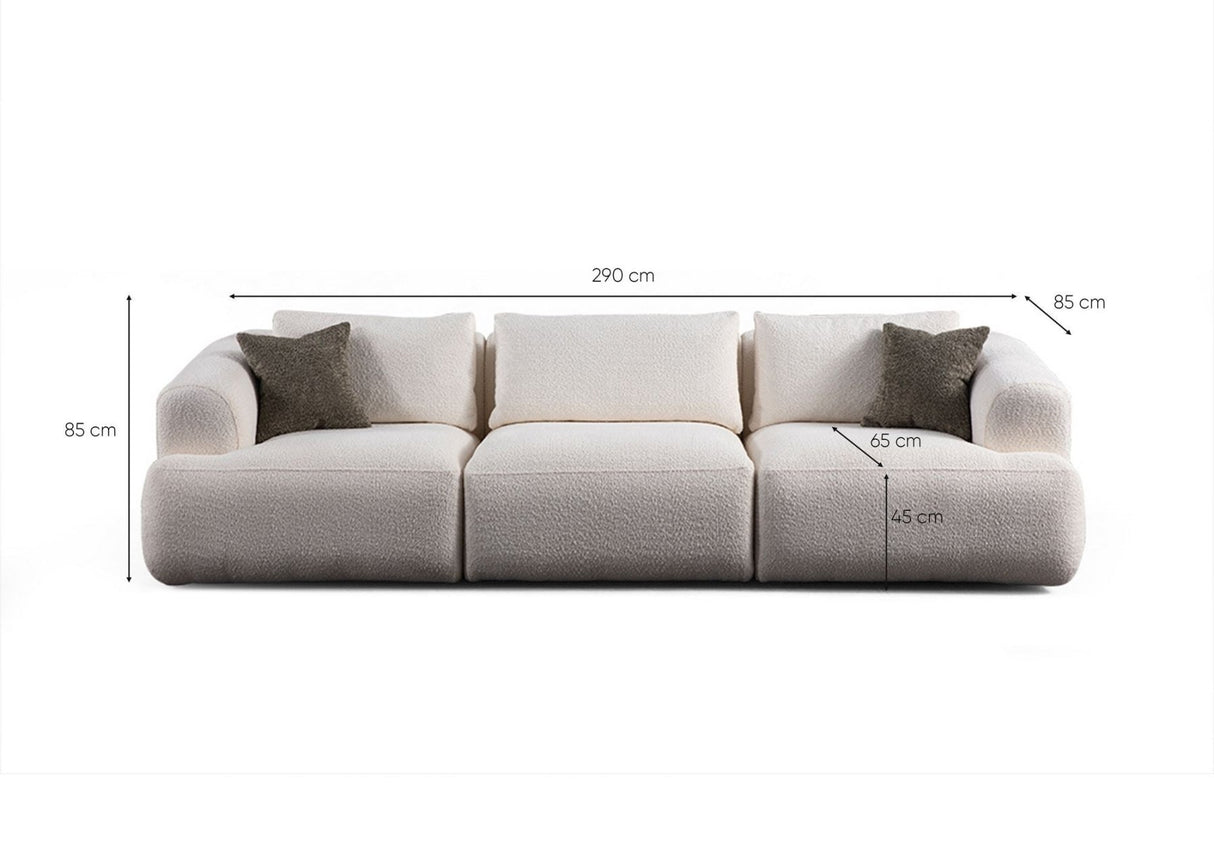 Sofia 3-seater sofa white 290 cm 100% polyester