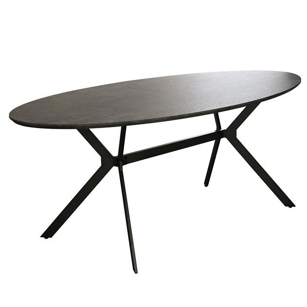 Eettafels - Ovale Eettafel Hayden Industrieel Betonlook 200x100 - Dimehouse