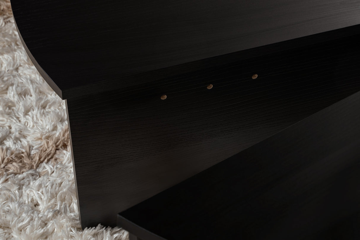 Round Coffee Table Black Tiered Melamine 85 cm Orin