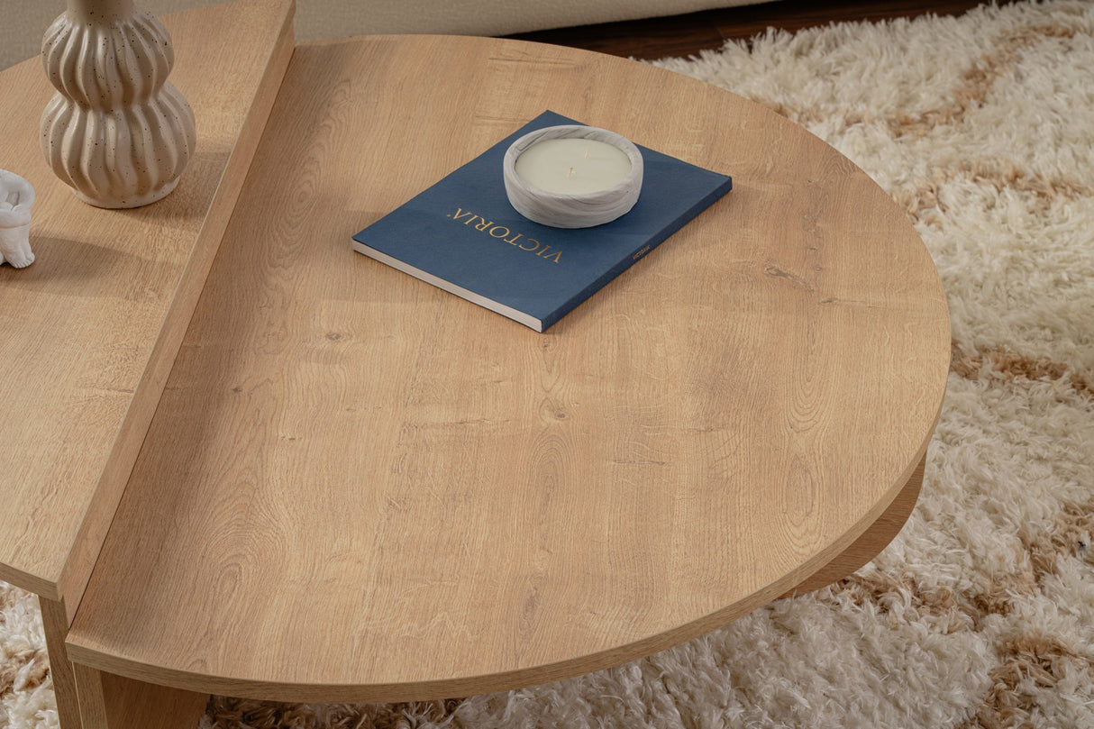 Round Coffee Table Natural 85 cm Melamine Orin