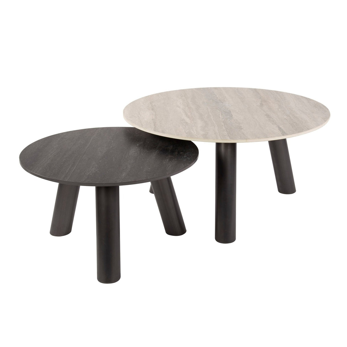 Faro Ø80 Ceramic travertine coffee table set of 2