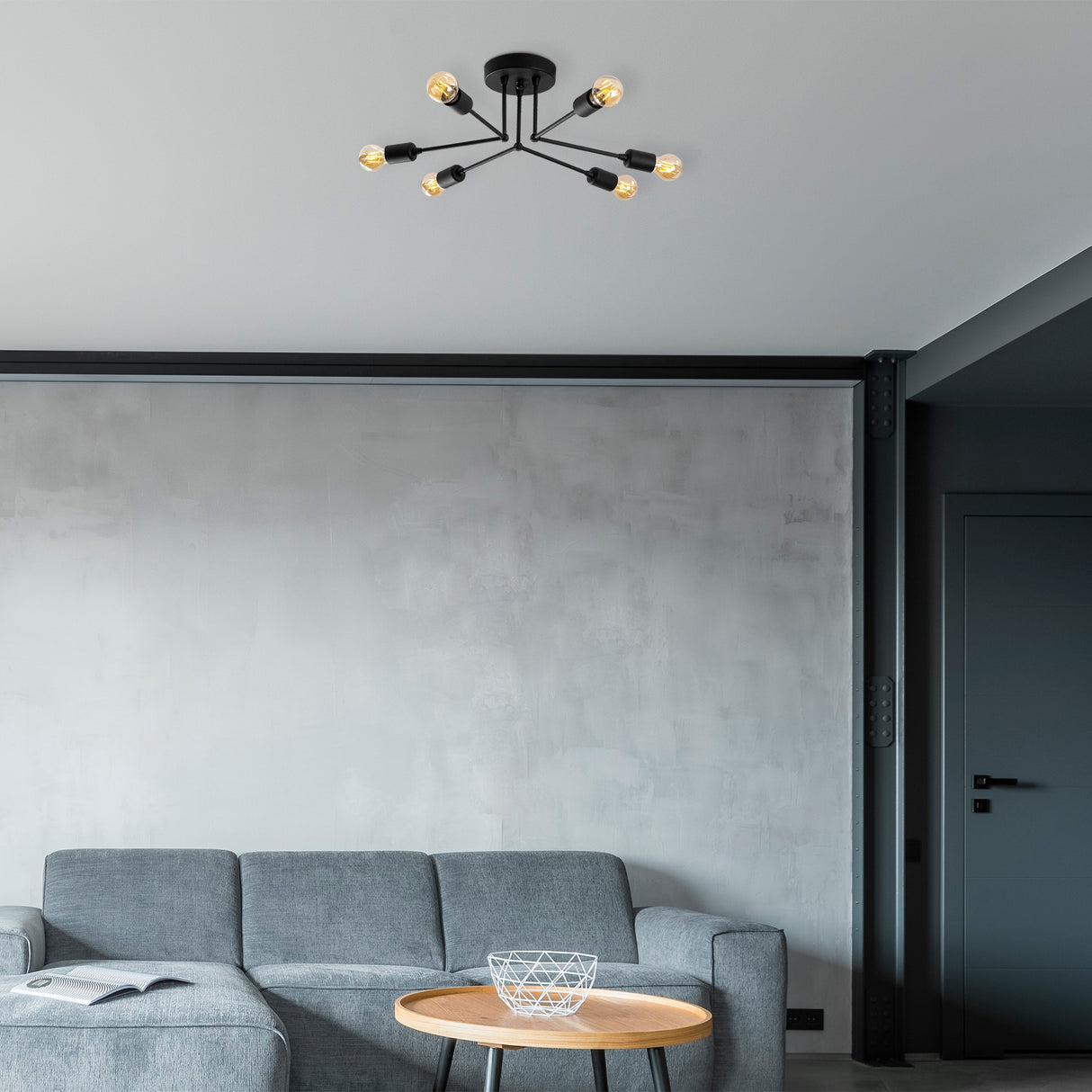 Ceiling lamp Black Metal Sentinel