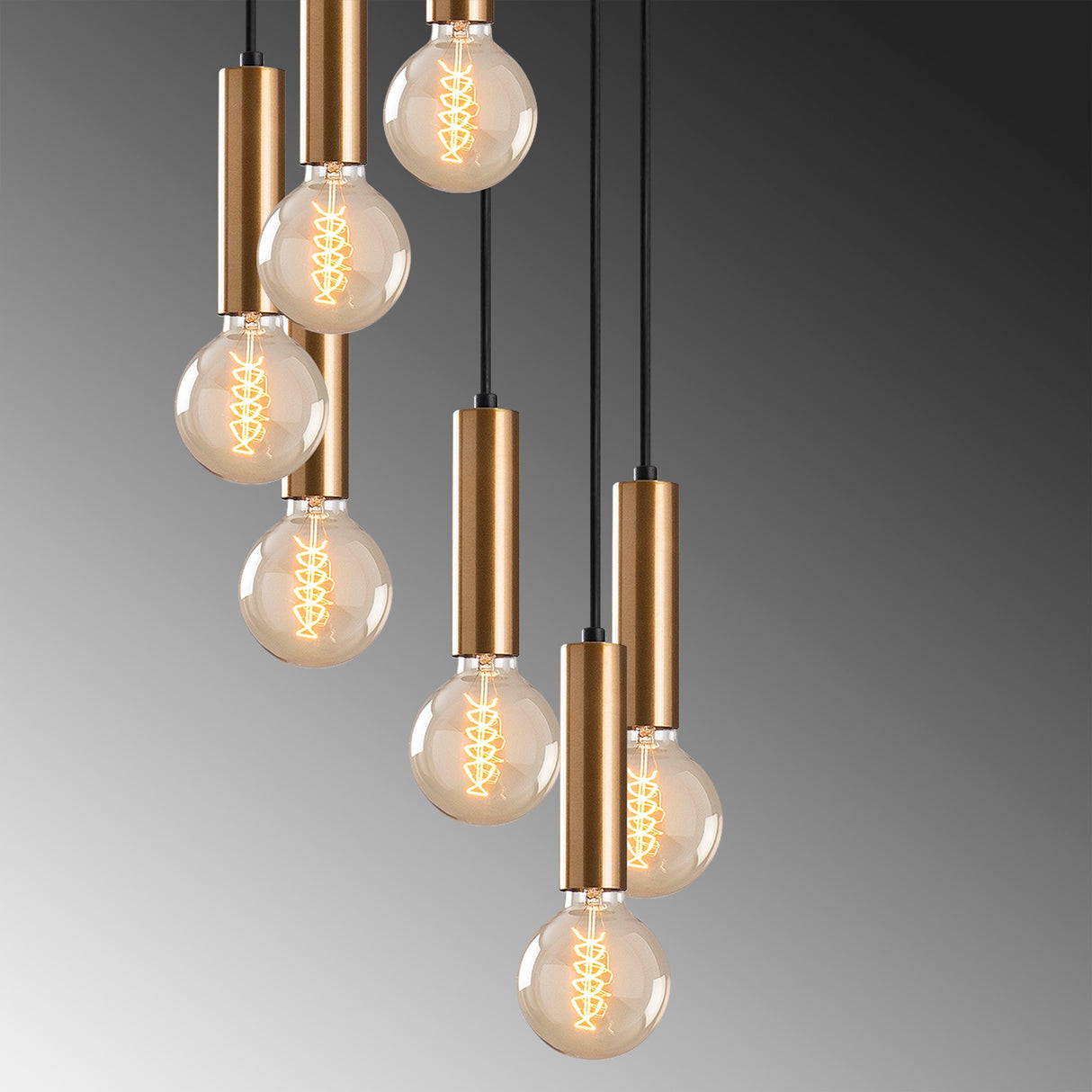 7-light Pendant Lamp Tiered Bronze-colored Metal Scarlet