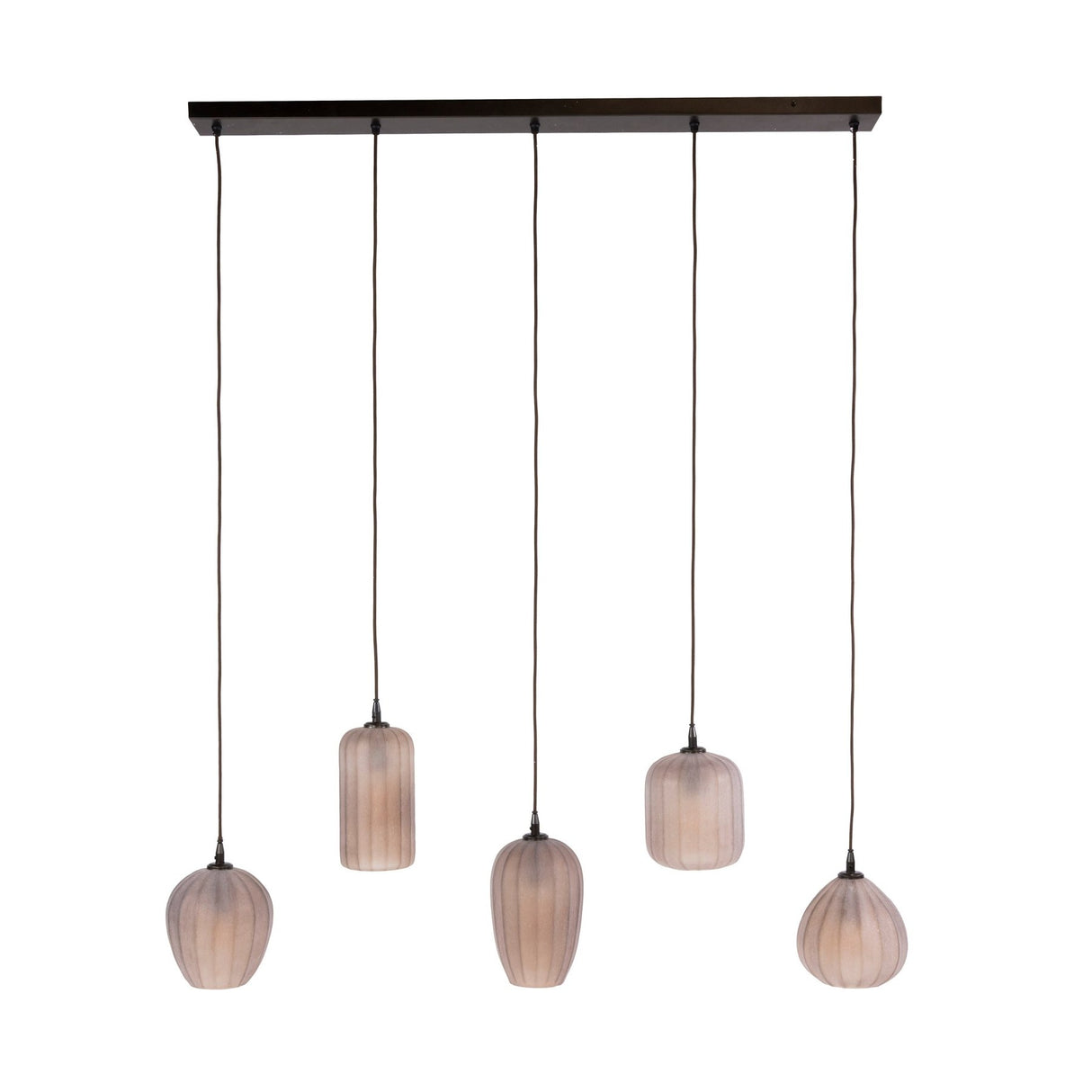 Hanglamp 5-lichts bruin frosted glas Arda