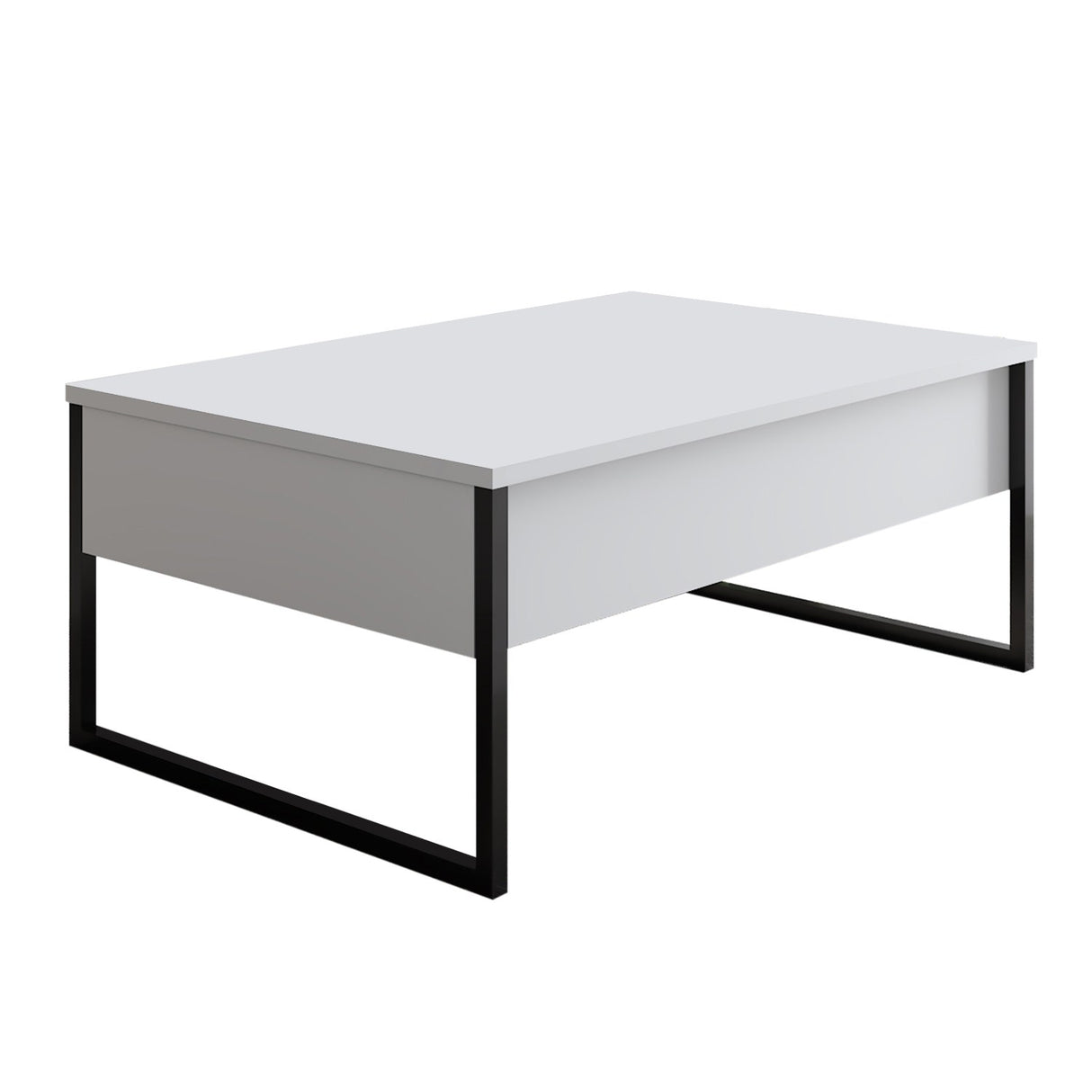 Rectangular Coffee Table White Luxury 90x60 - Black Frame