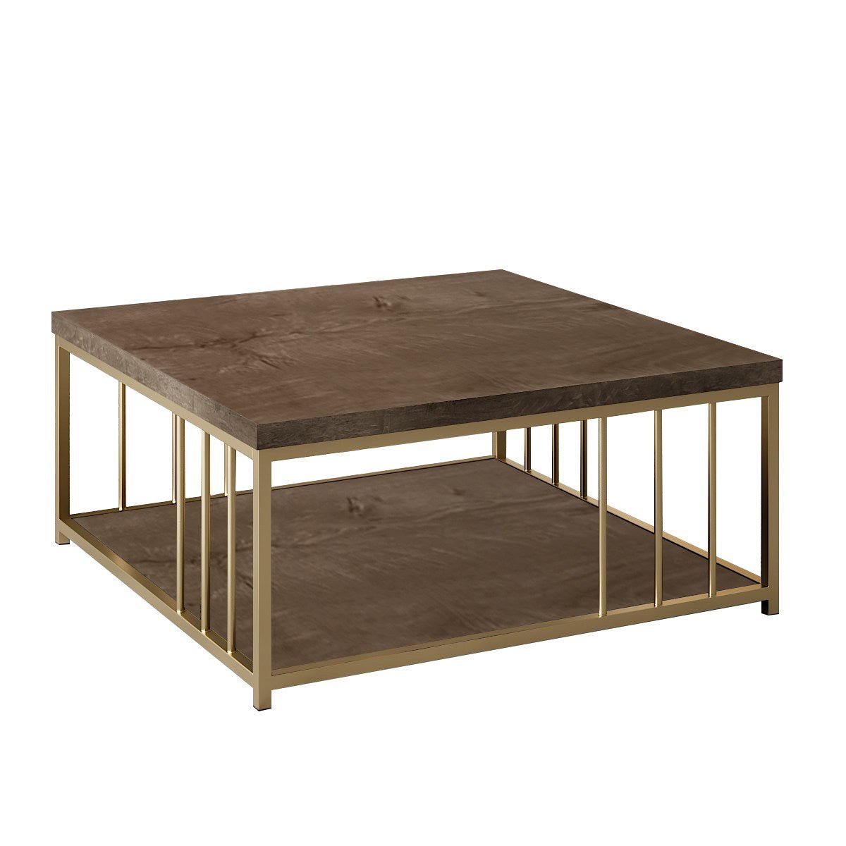 Square Coffee Table Walnut Zenn 90x90 - Gold Frame